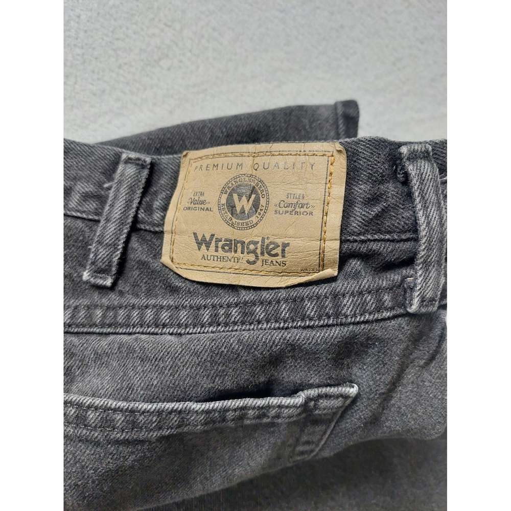 Wrangler Men Denim Jeans 42X30 Black Zip Button 5 Pockets High Rise Logo Outdoor - Picture 16 of 16